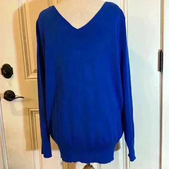 Lane Bryant double v-neck sweater, blue size 18/20, - Picture 2 of 6